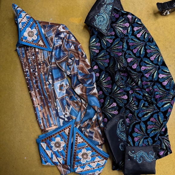 Performance Rodeo‎ Western Rhinestone Horse Riding Top Back Zip Blue Small - Picture 7 of 10